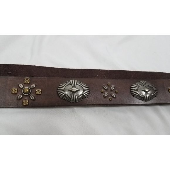 Bill Adler Design Women\'s Sz. L Brown & Bronze Leather Studded Western Belt NWT main image 6